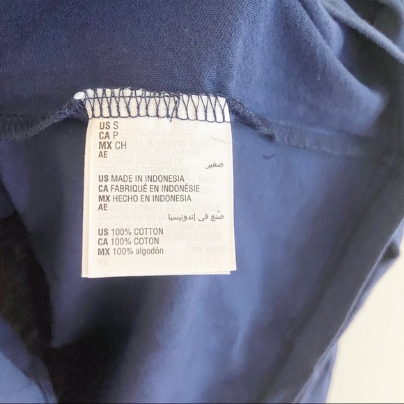 INC Navy Blue V Neck Long Sleeve Top Tshirt Tee 100% Cotton Essentials Women S - Picture 5 of 7